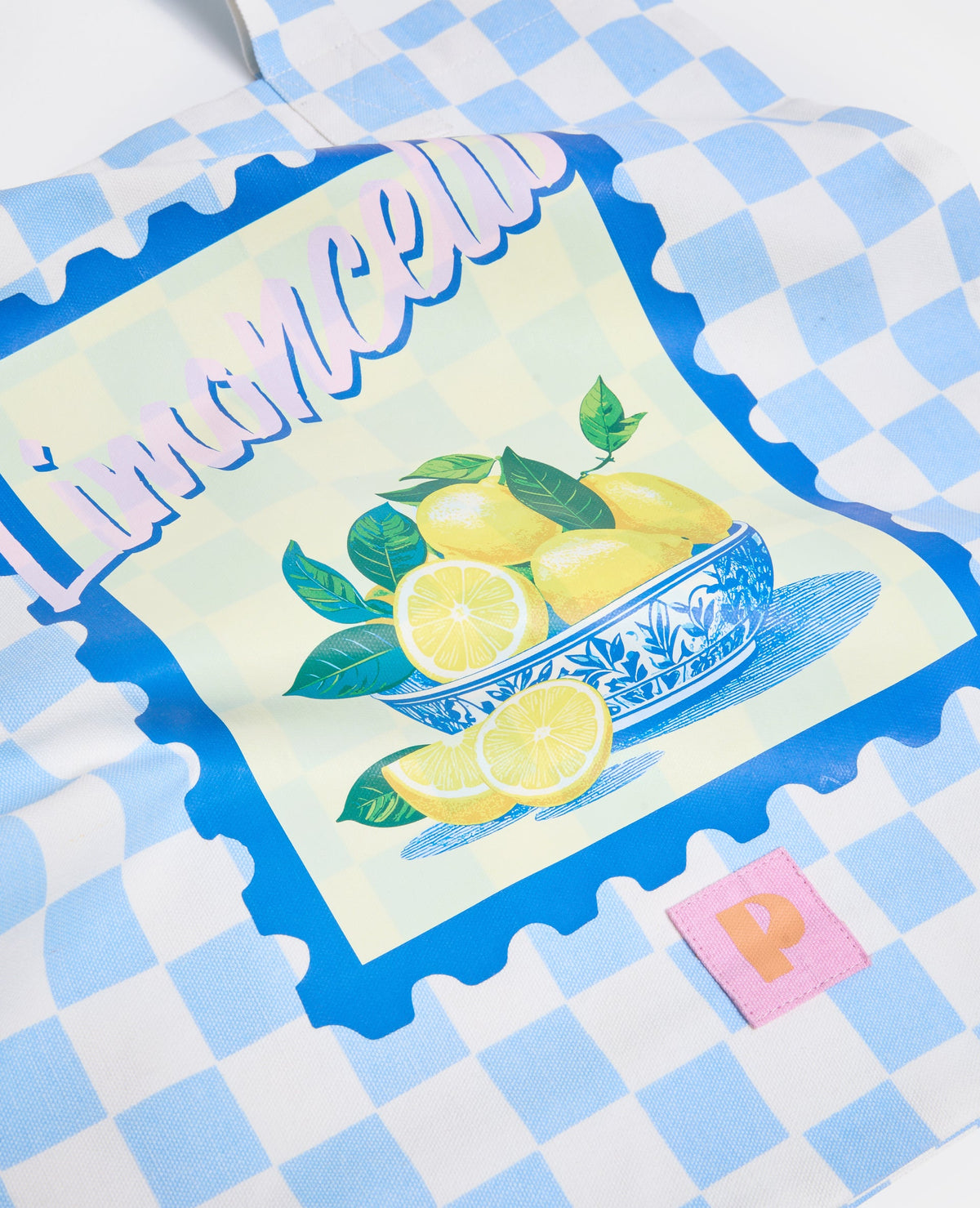 Tote bag en toile damiers avec citrons