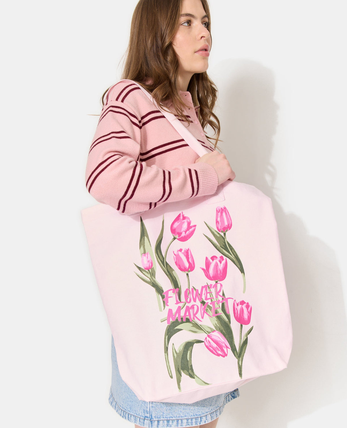 Tote bag en toile avec motifs Tulipes