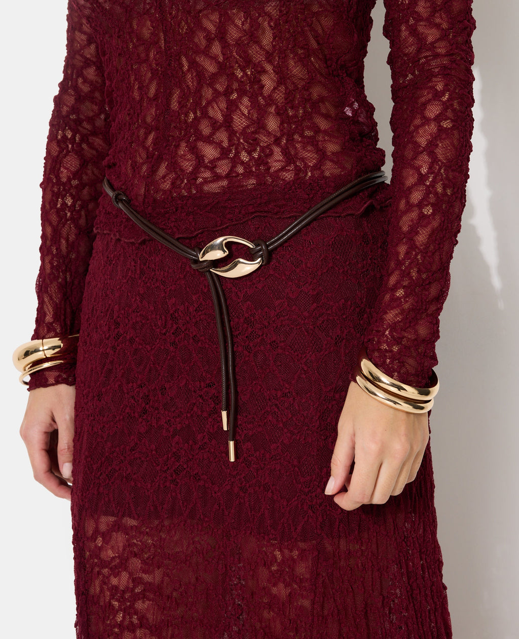 Ceinture cordon en simili avec boucle fantaisie