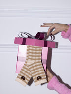 Paire de chaussettes à carreaux avec ourson
