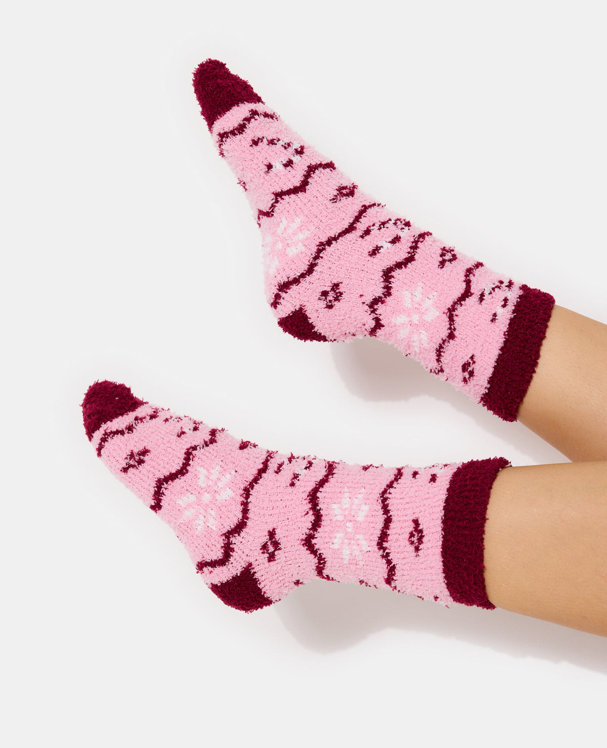 Paire de chaussettes fluffy avec motifs de Noël