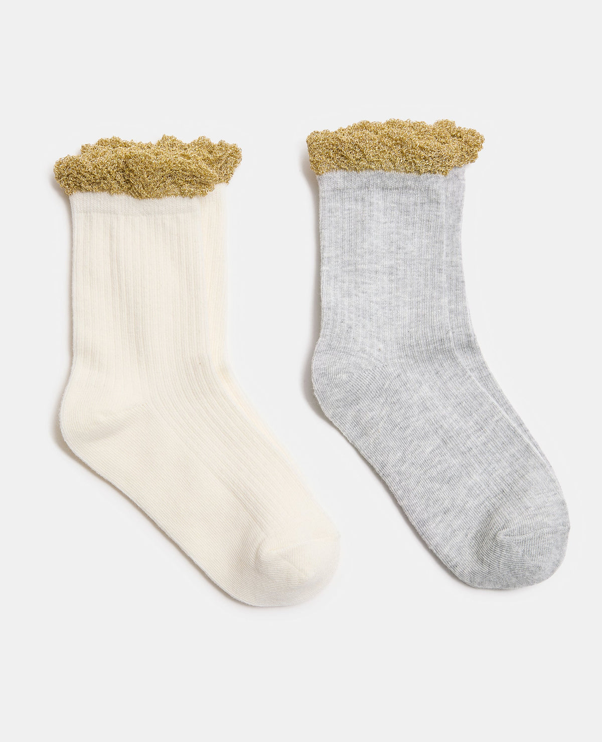 Lot de 2 paires de chaussettes avec volants lurex
