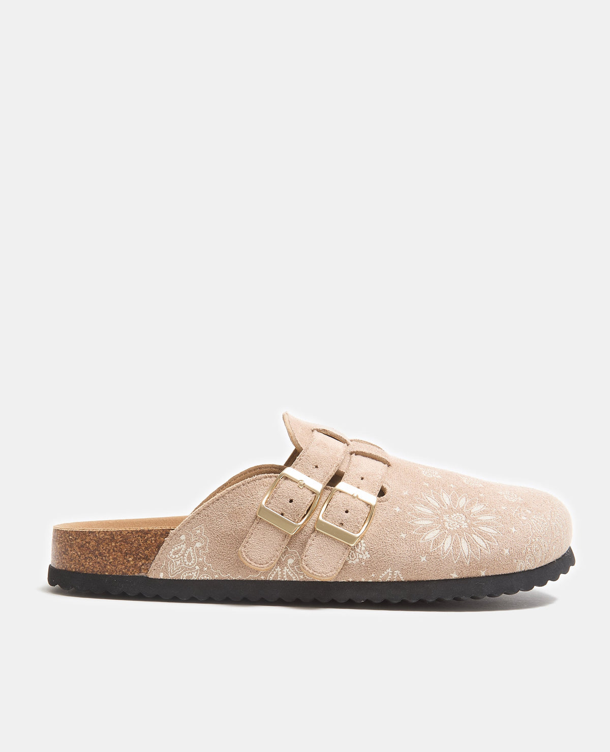 Mules sabots en suédine avec motifs esprit bandana