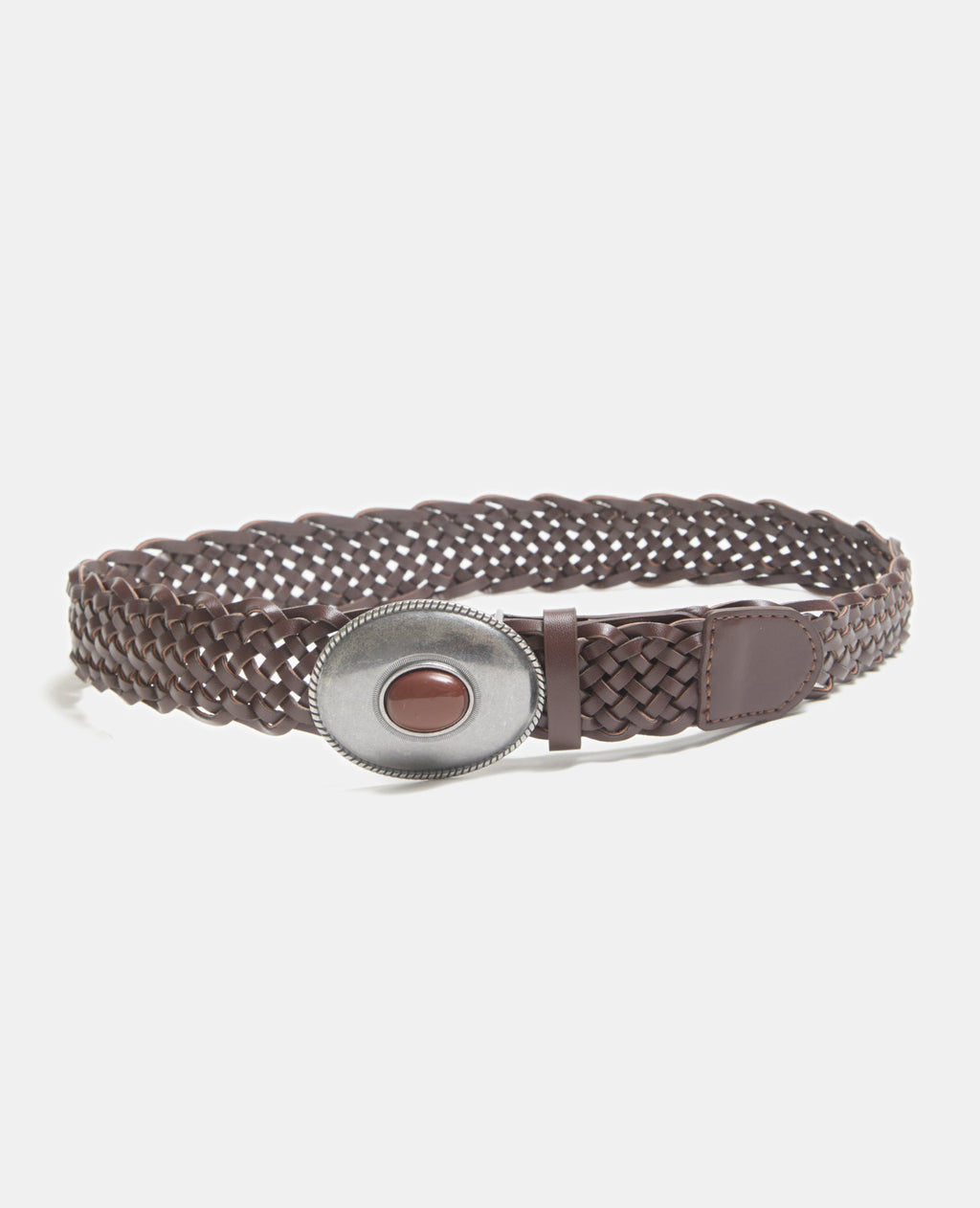 Ceinture tressée avec boucle métal et pierre