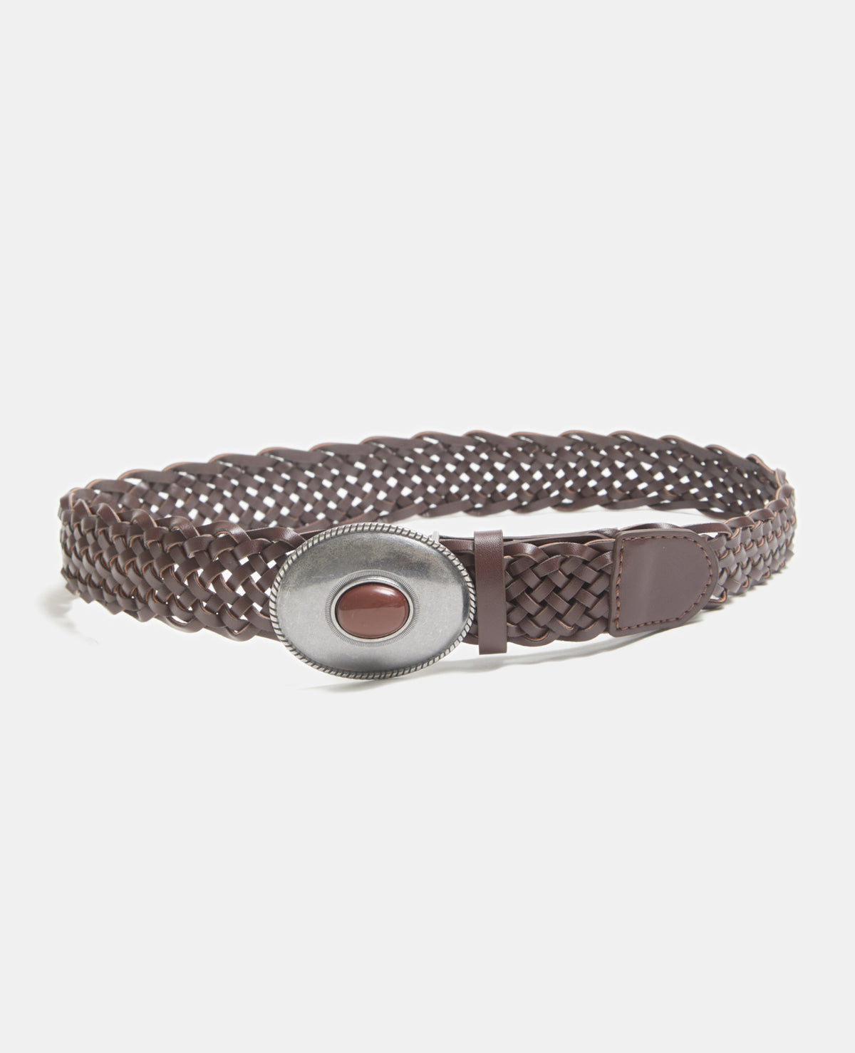 Ceinture tressée avec boucle métal et pierre
