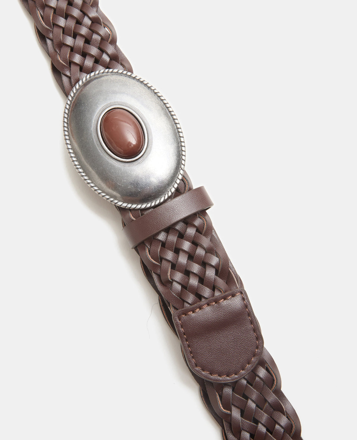 Ceinture tressée avec boucle métal et pierre