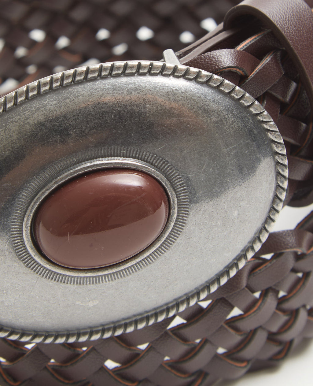 Ceinture tressée avec boucle métal et pierre