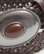 Ceinture tressée avec boucle métal et pierre