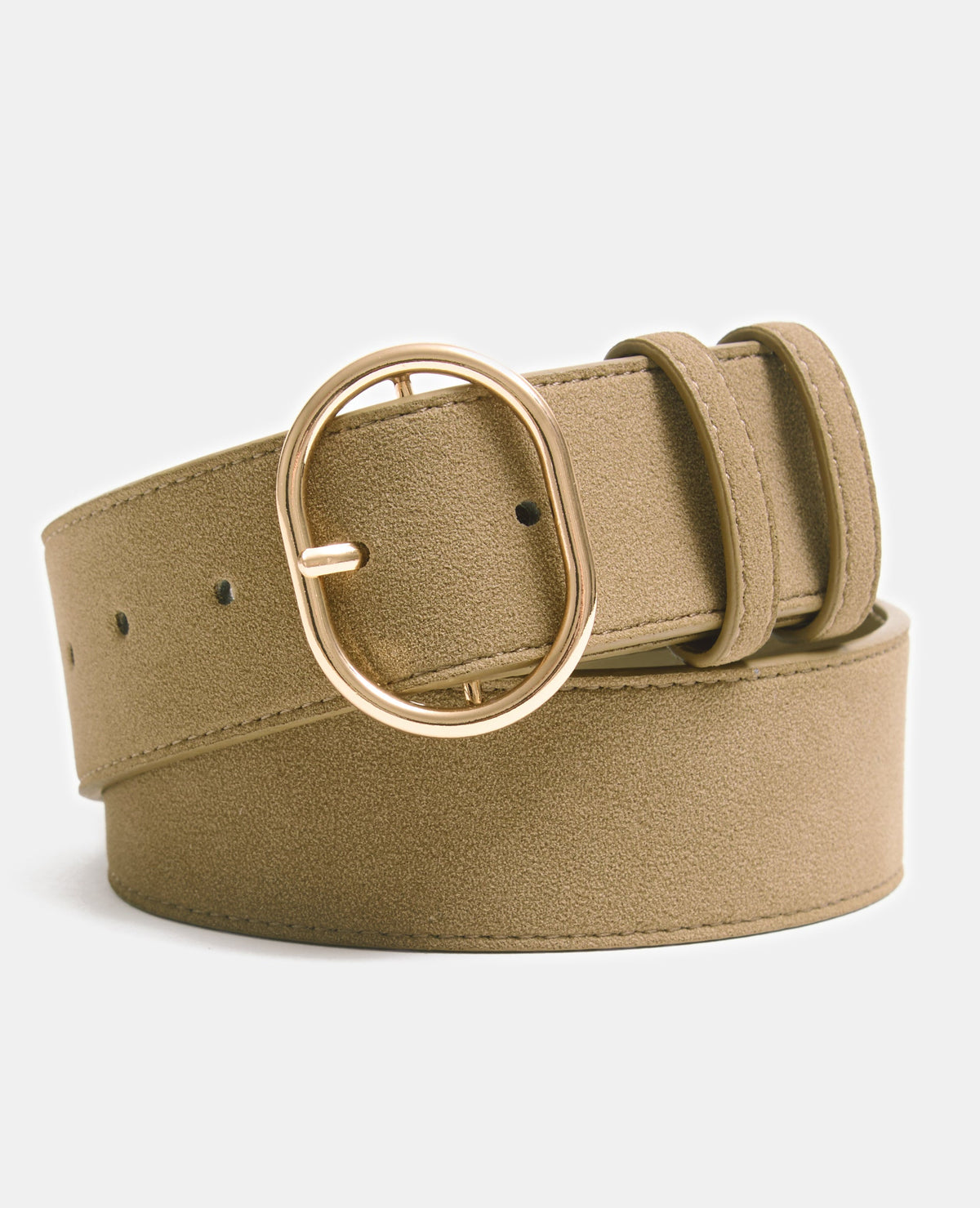 Ceinture large aspect suédine avec boucle ovale