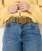 Ceinture large aspect suédine avec boucle ovale