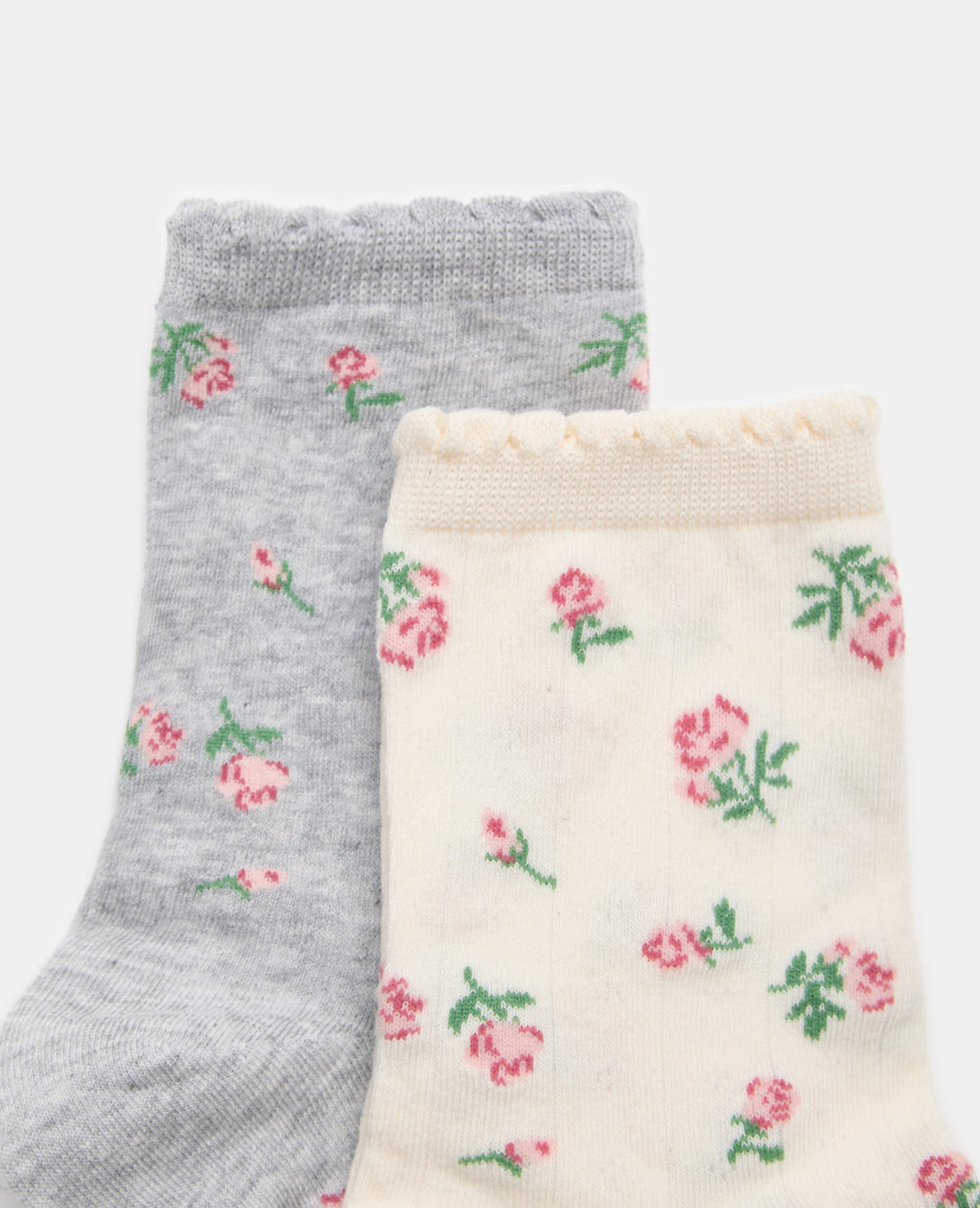 Lot de 2 paires de chaussettes avec fleurs