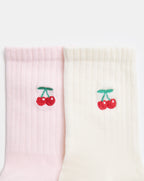 Lot de 2 paires de chaussettes avec cerises brodées