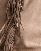 Bottes hautes en suédine avec revers et franges