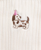 Paire de chaussettes avec chien brodé et dentelle