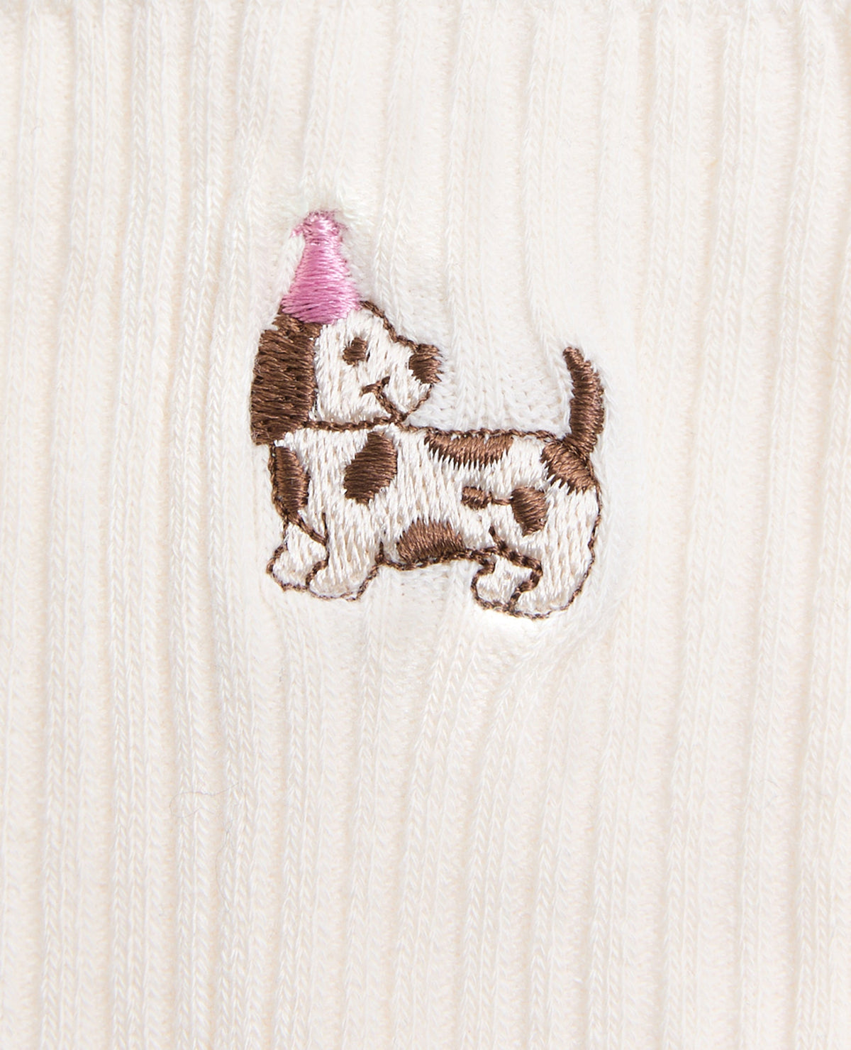 Paire de chaussettes avec chien brodé et dentelle