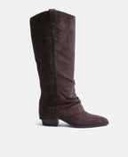 Bottes hautes suédine avec revers et bouts pointus