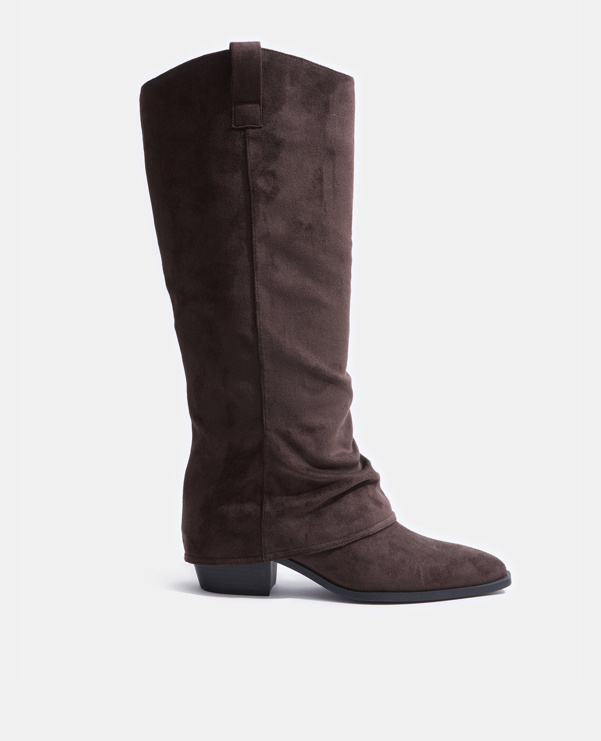 Bottes hautes suédine avec revers et bouts pointus