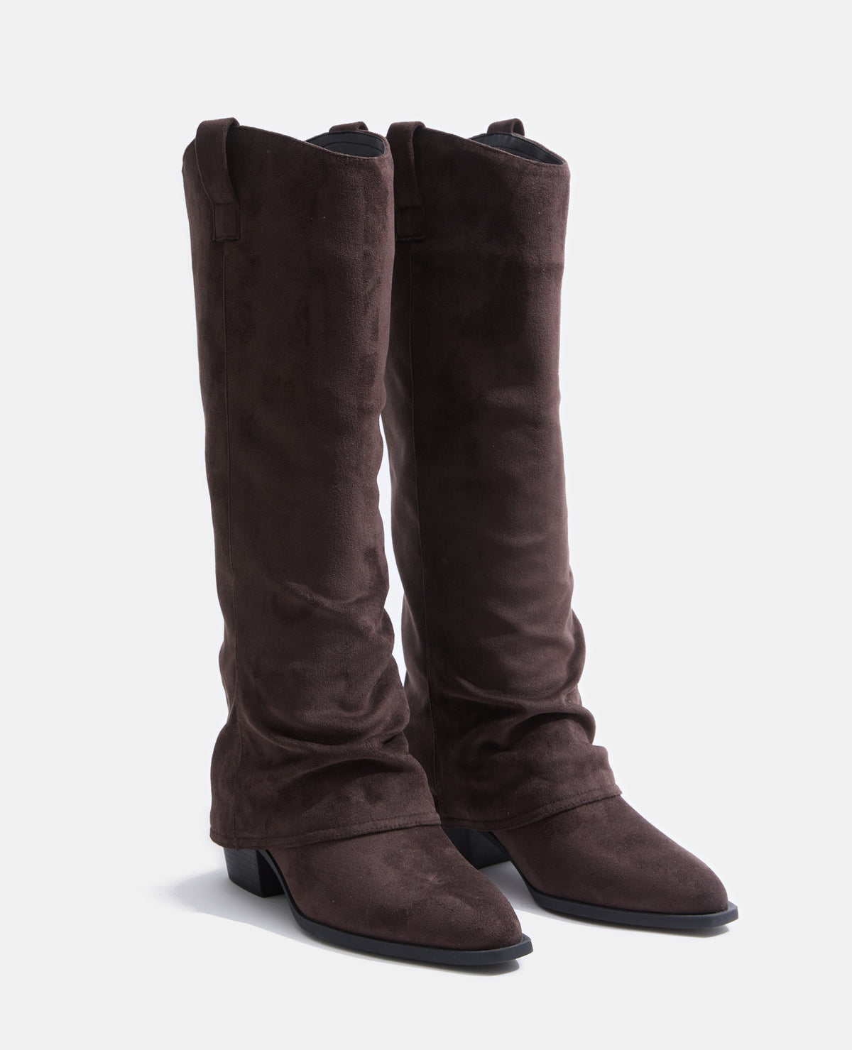 Bottes hautes suédine avec revers et bouts pointus