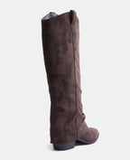 Bottes hautes suédine avec revers et bouts pointus