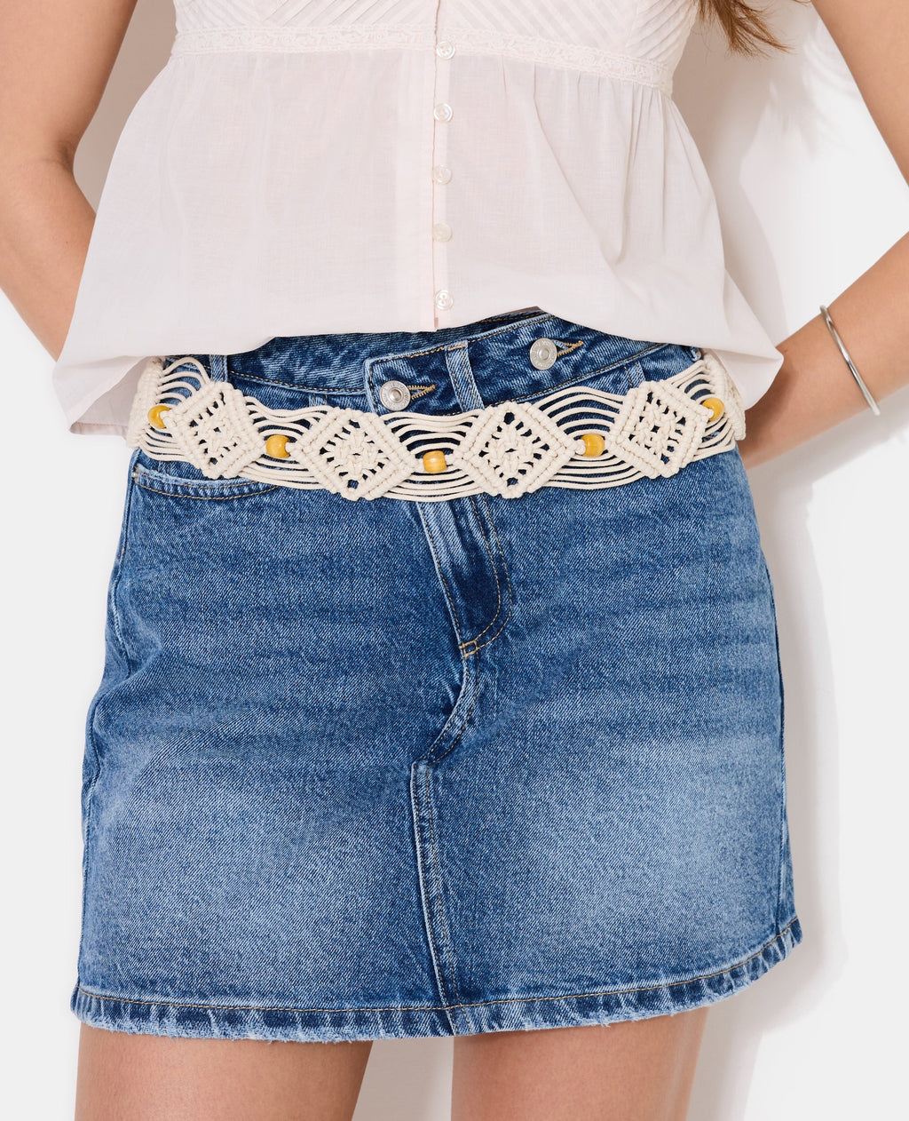Ceinture à nouer en cordes avec perles