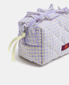 Trousse en tissu matelassé vichy avec volants
