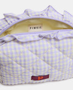 Trousse en tissu matelassé vichy avec volants