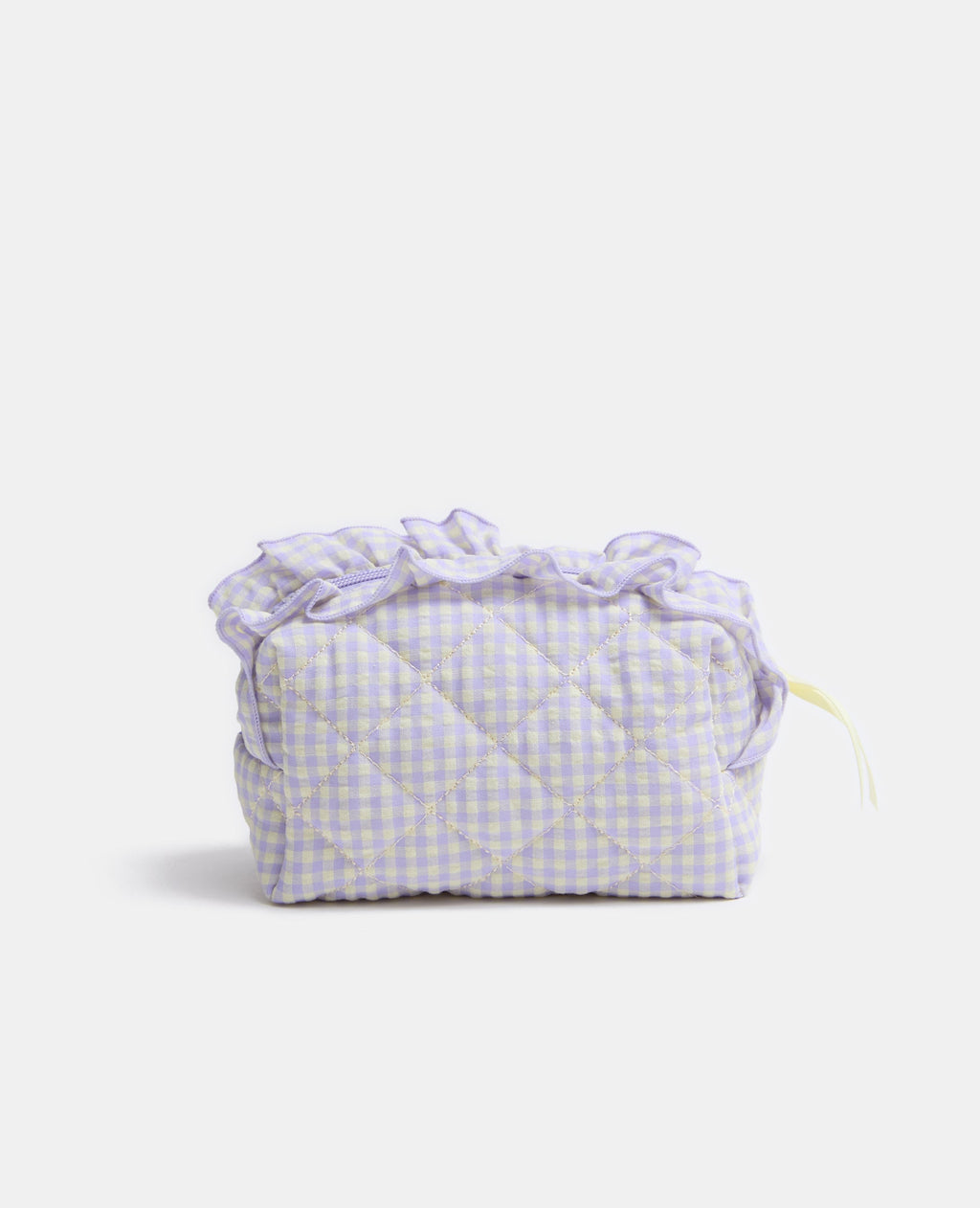 Trousse en tissu matelassé vichy avec volants