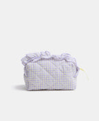 Trousse en tissu matelassé vichy avec volants