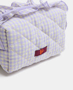 Trousse en tissu matelassé vichy avec volants