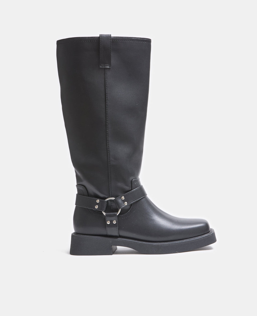 Bottes hautes style motard avec boucle et clous