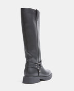 Bottes hautes style motard avec boucle et clous