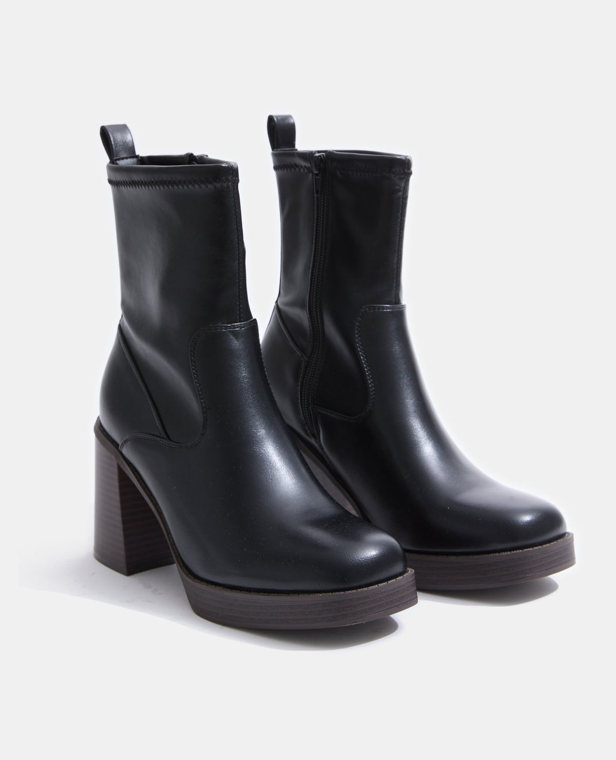 Boots plateformes simili avec talons blocs