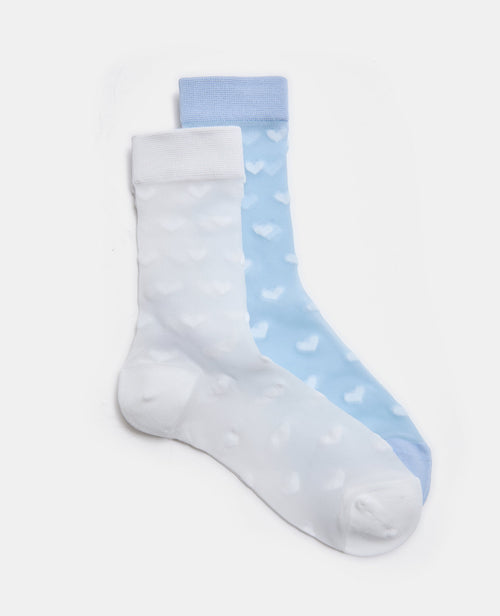 2 paires de chaussettes transparentes avec cœurs