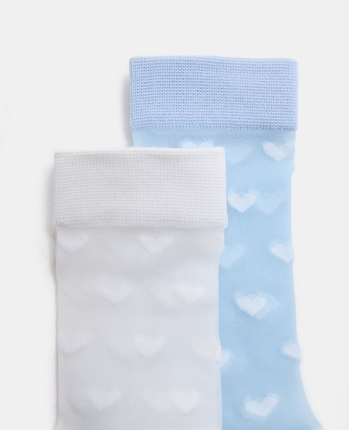 2 paires de chaussettes transparentes avec cœurs