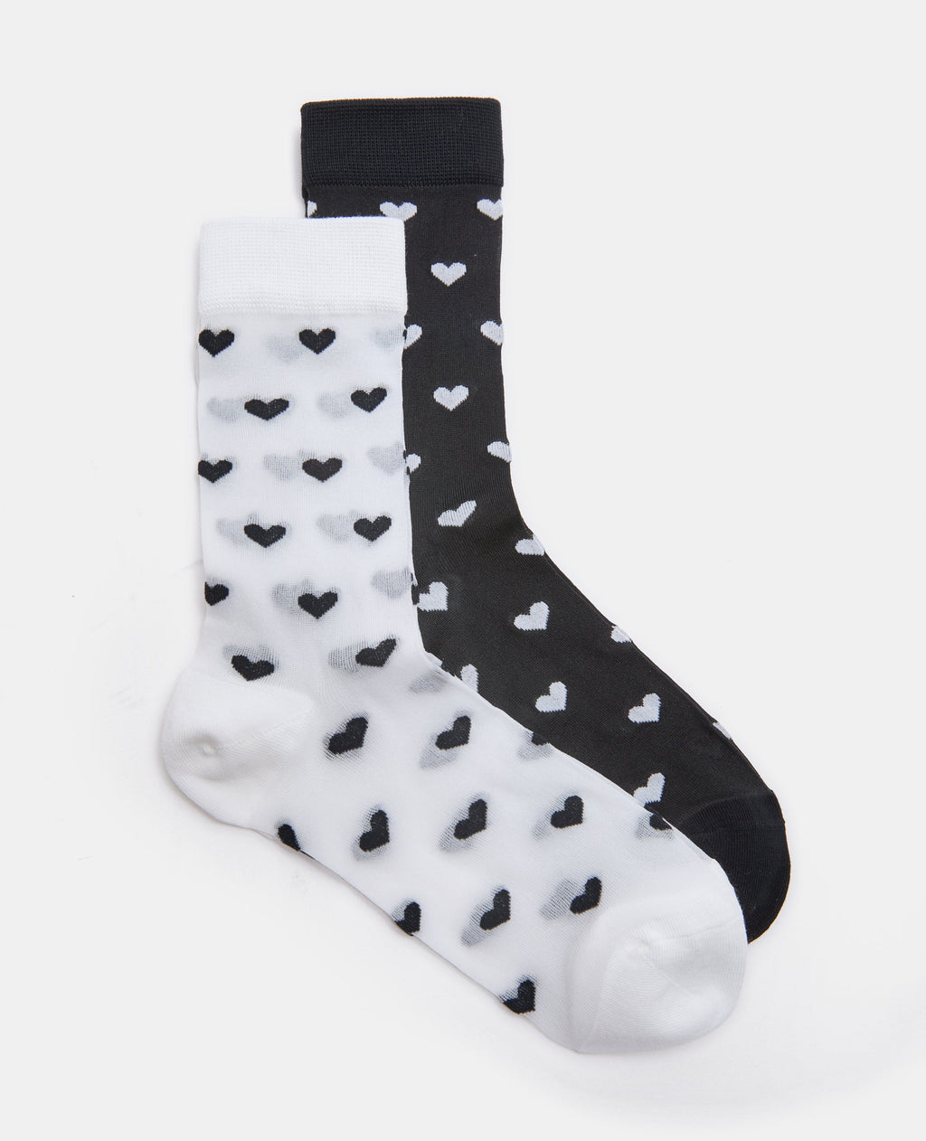 2 paires de chaussettes transparentes avec cœurs