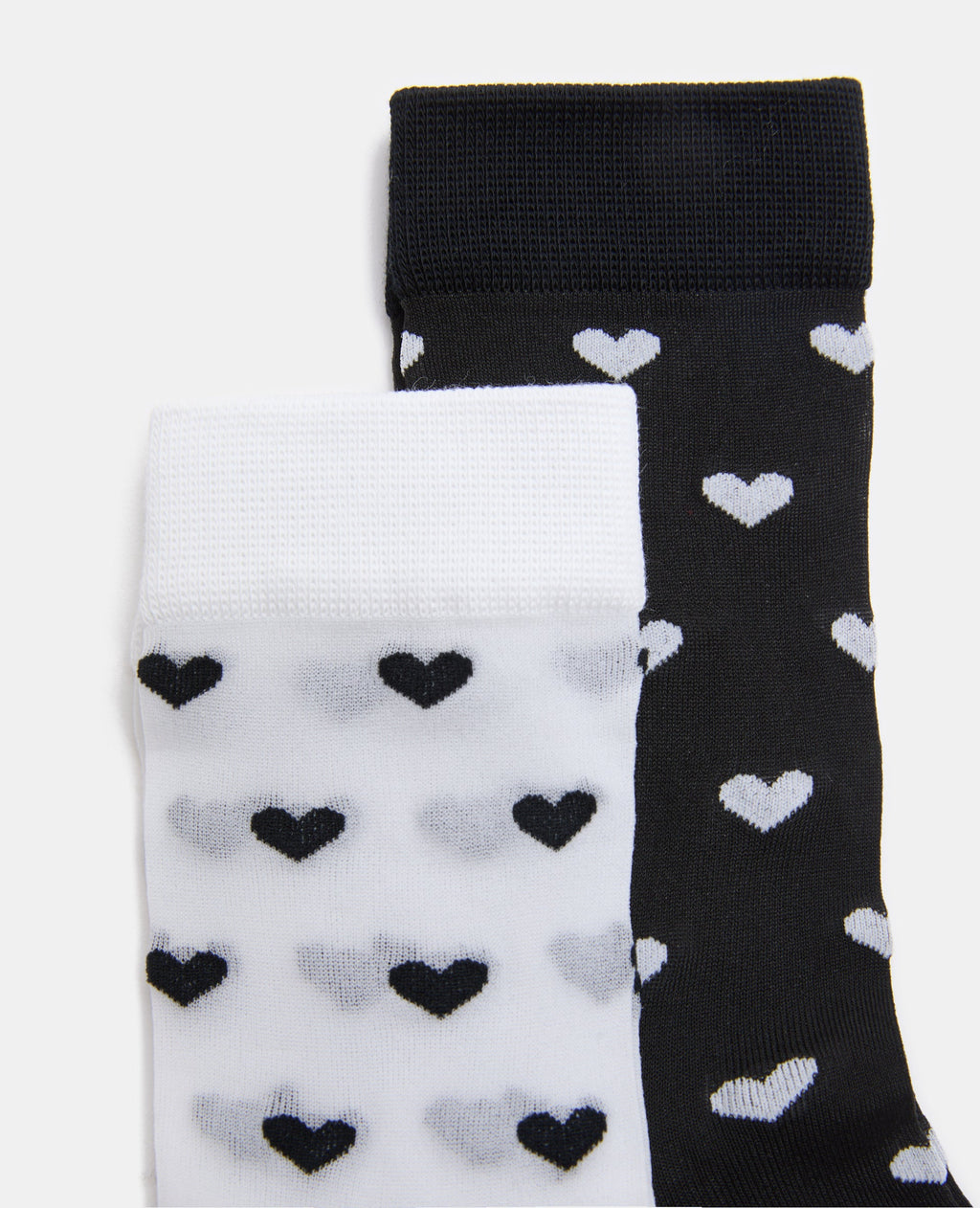 2 paires de chaussettes transparentes avec cœurs
