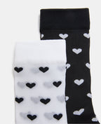 2 paires de chaussettes transparentes avec cœurs