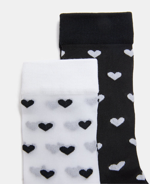 2 paires de chaussettes transparentes avec cœurs