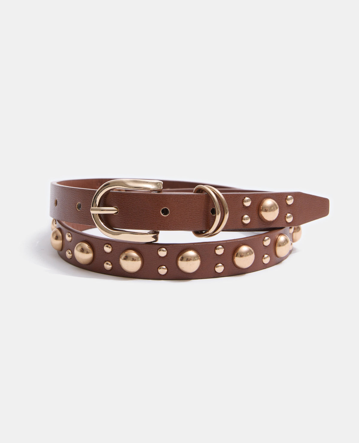 Ceinture fine en simili avec clous