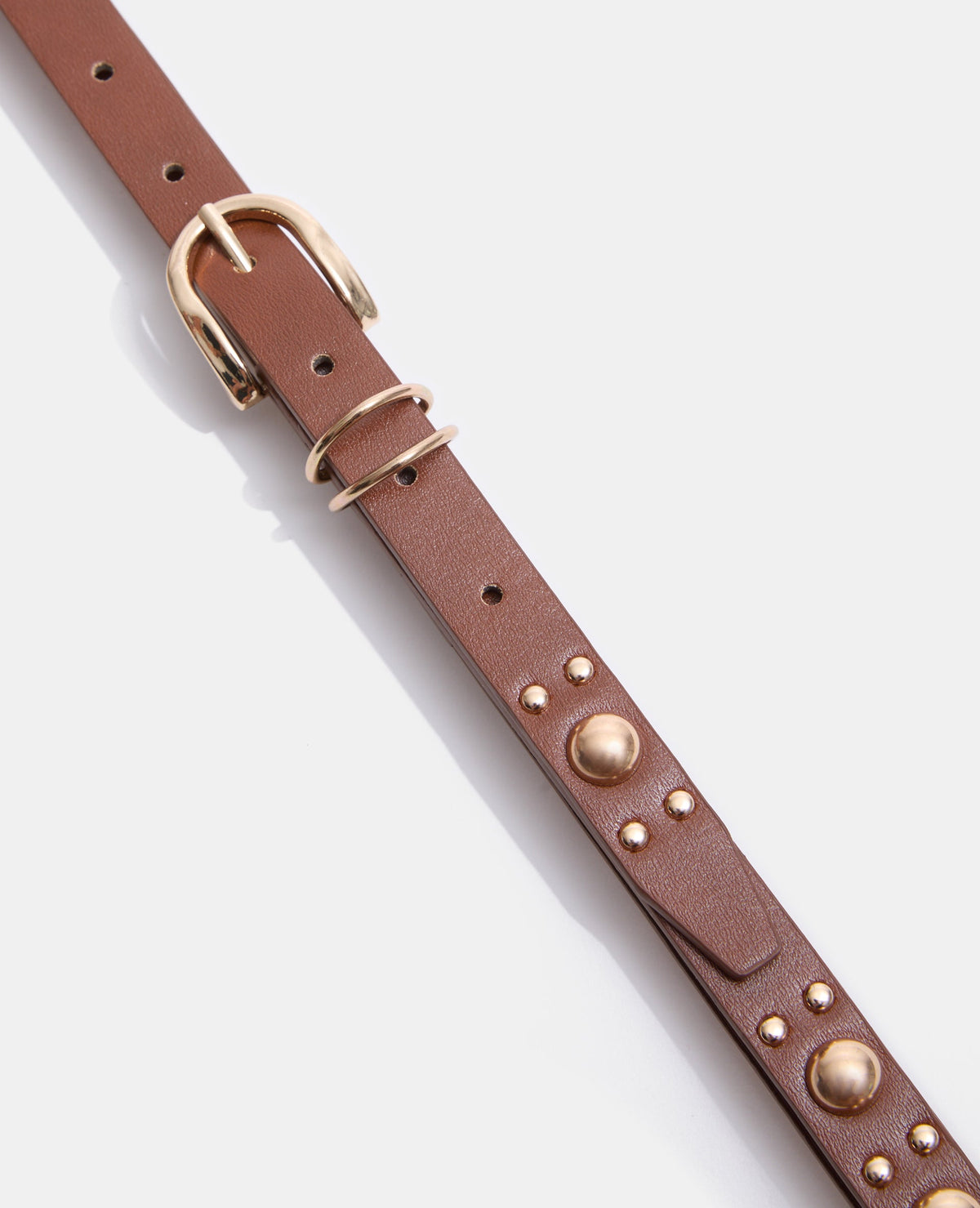 Ceinture fine en simili avec clous