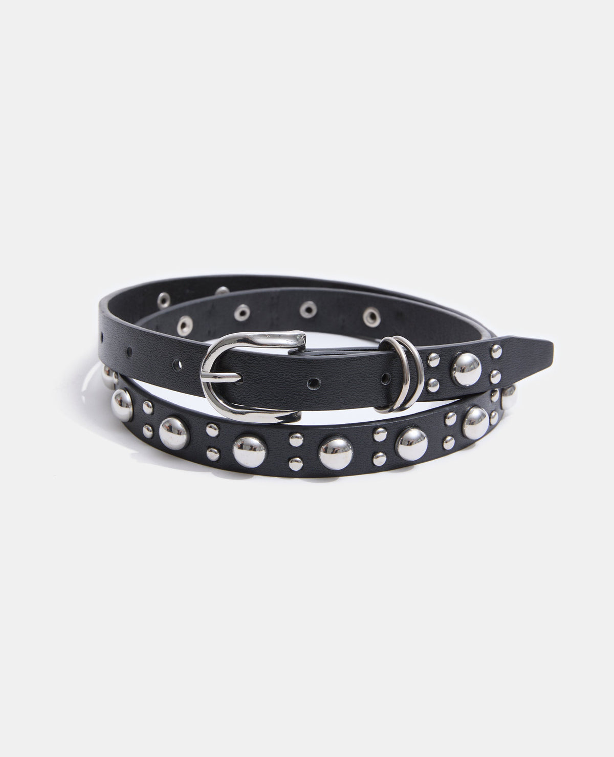 Ceinture fine en simili avec clous