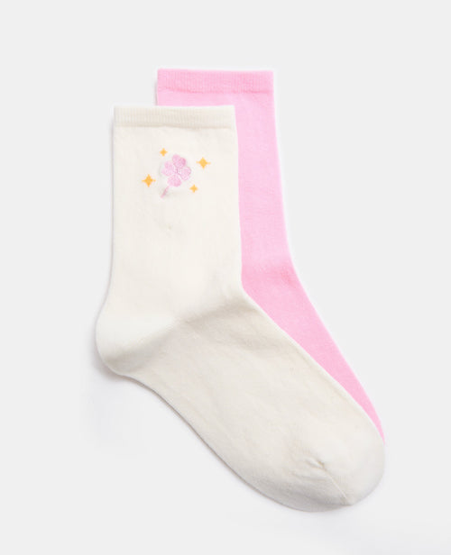 2 paires de chaussettes avec trèfles 4 feuilles