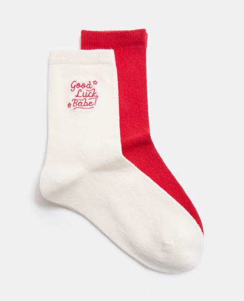 2 paires de chaussettes avec Good Luck Babe