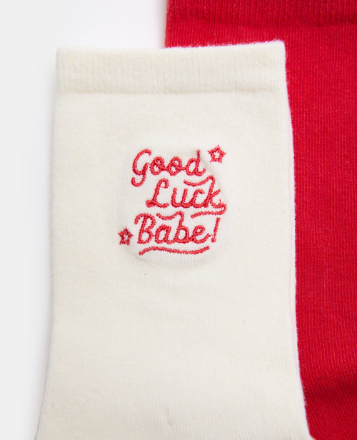 2 paires de chaussettes avec Good Luck Babe