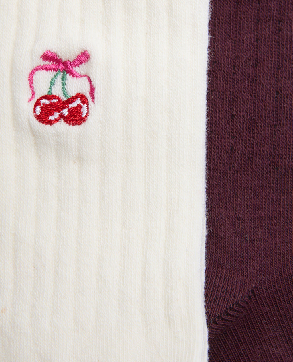 2 paires de chaussettes avec cerises brodées