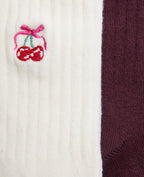 2 paires de chaussettes avec cerises brodées