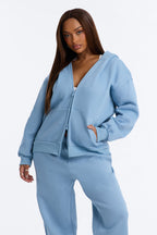 Sweat à capuche zippé en polaire Libby – Bleu ardoise