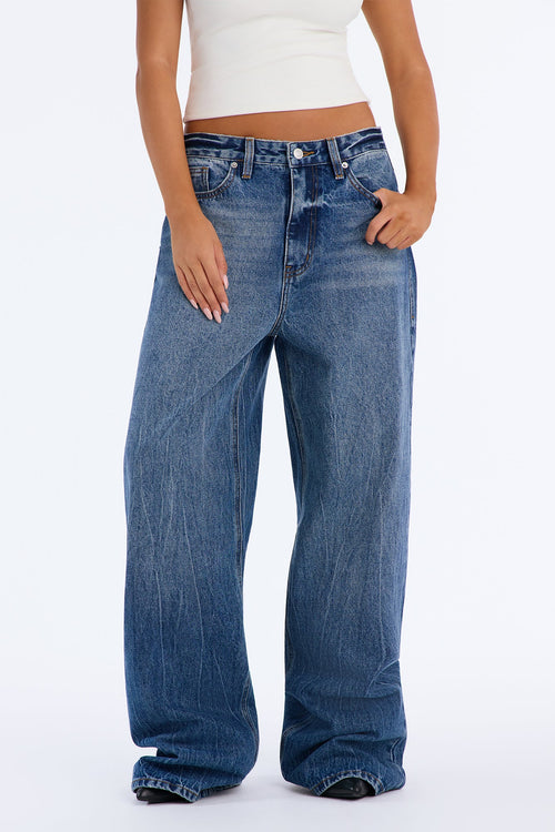 Back In My Game Baggy Jeans - Délavé Foncé