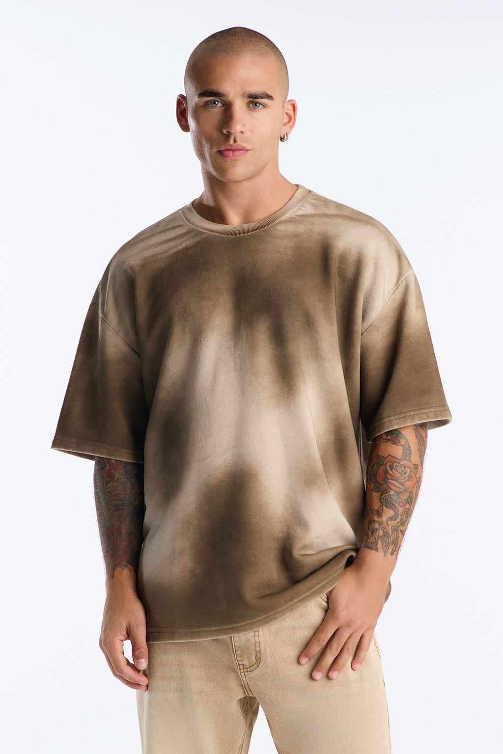 T-shirt en molleton oversize délavé Jay - Marron lavé