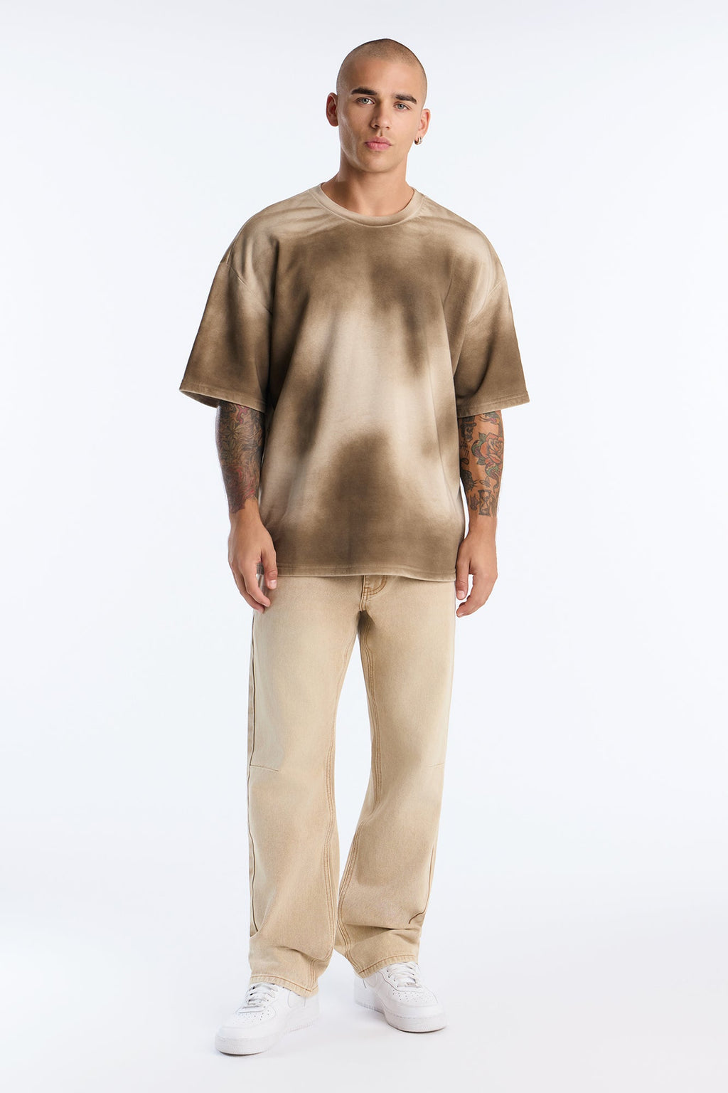 T-shirt en molleton oversize délavé Jay - Marron lavé